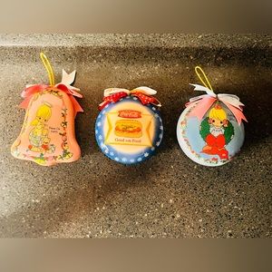 Vintage precious moments, and Coca-Cola Christmas ornament